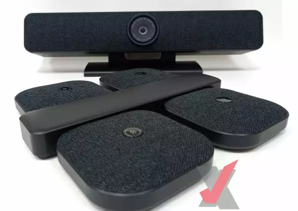 VoiceXpert VXV-312-KIT - система видеоконференций: видеобар 4K UHD, обзор 120°, автонаведение, динамик, комплект беспроводных микрофонов, подключение USB