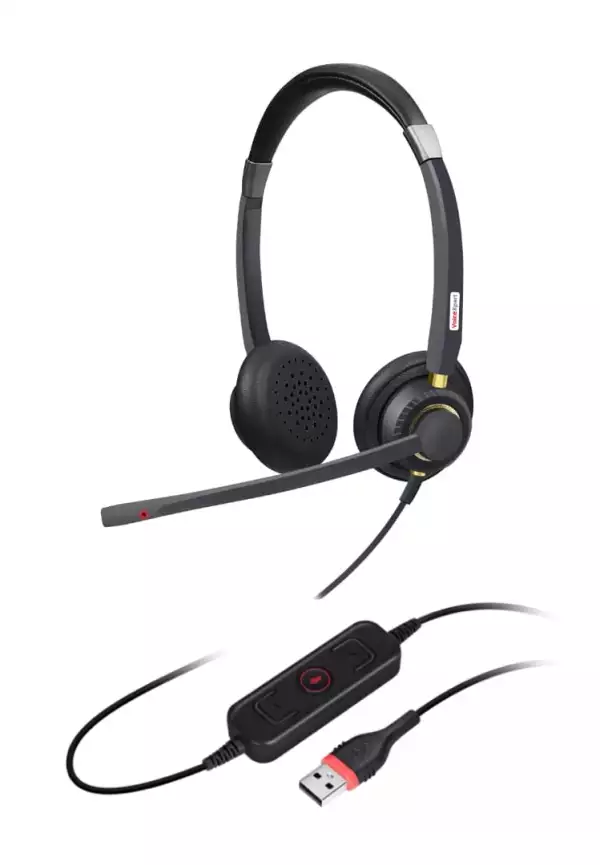 VoiceXpert VXH-500D-H — Проводная USB-гарнитура с шумоподавлением микрофона (USB-A, регулировка громкости, Mute, 2 динамика)